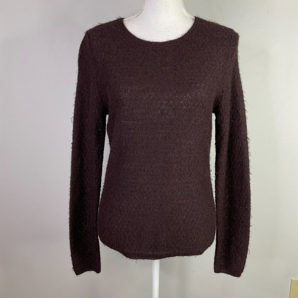 Vintage Anne Klein Sweater Women Medium Alpaca Long Sleeve Brown